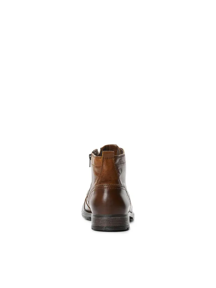 Boots JACK and JONES Mens LEATHER BOOTS Brown Cognac Gift Ideas