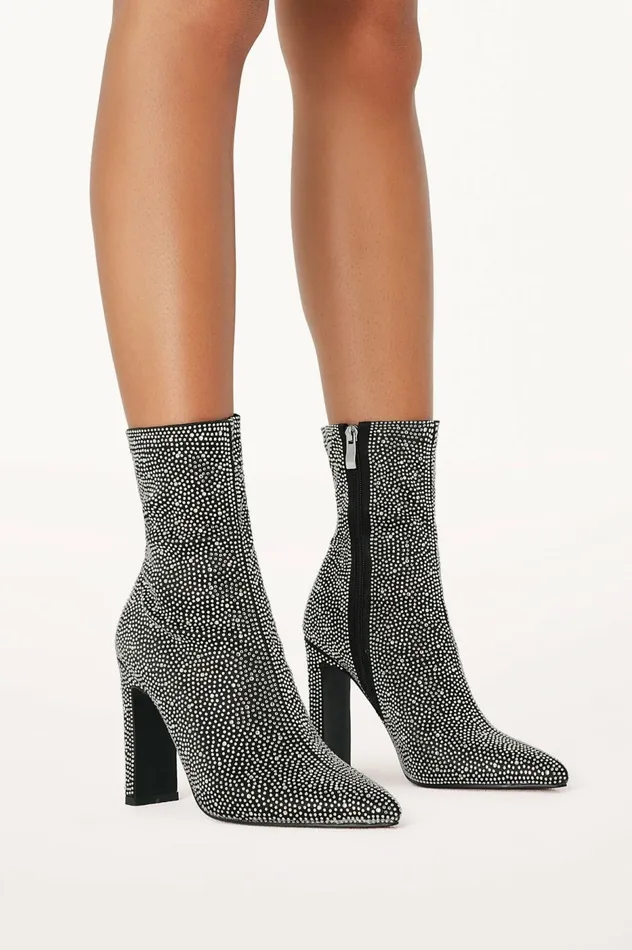 Boots Women Petal and Pup Brittany Ankle Boot Black Rhinestone
