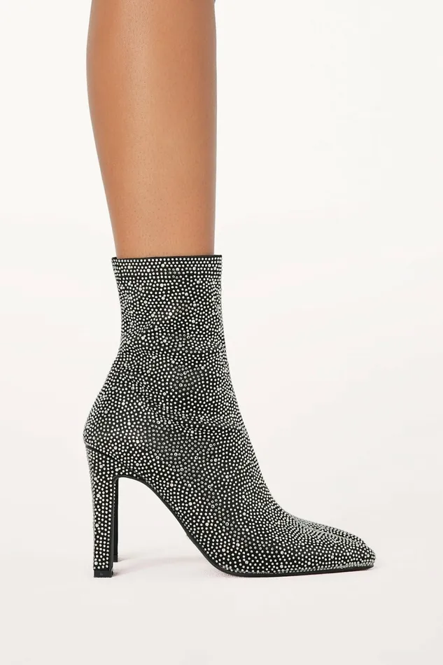 Boots Women Petal and Pup Brittany Ankle Boot Black Rhinestone