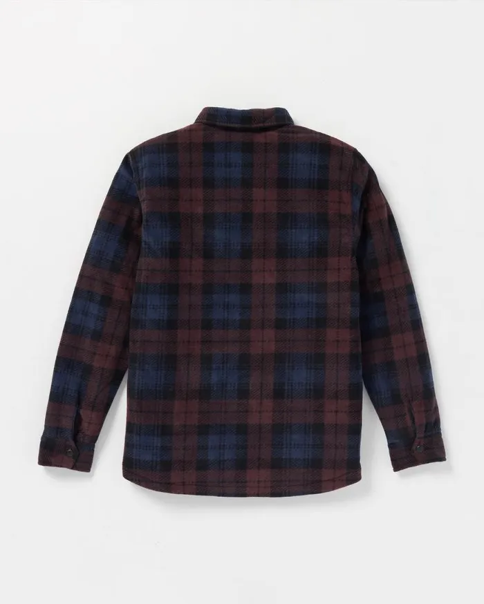 Bowered Fleece Long Sleeve Shirt 8211 Merlot Mens Volcom Hoodies and Sweatshirts