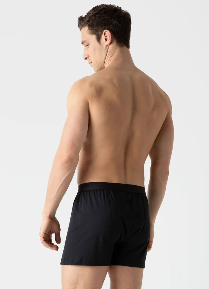 Boxer Shorts ussunspel Men Sea Island Cotton OneButton Boxer Shorts Black Boxer Shorts ussunspel Men Sea Island Cotton OneButton Boxer Shorts Black