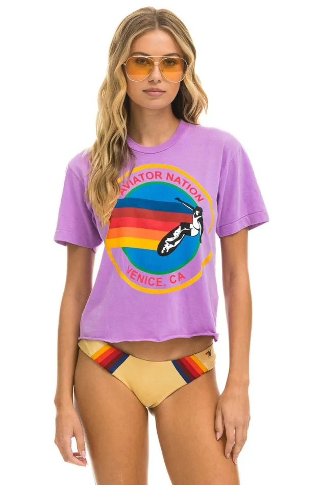 Boyfriend Tee 8211 Neon Purple Women Aviator Nation Tees