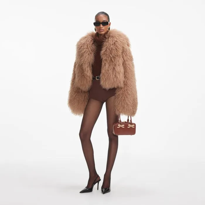 Brown Shearling Jacket Women Self Portrait Outerwear Brown Shearling Jacket Women Self Portrait Outerwear