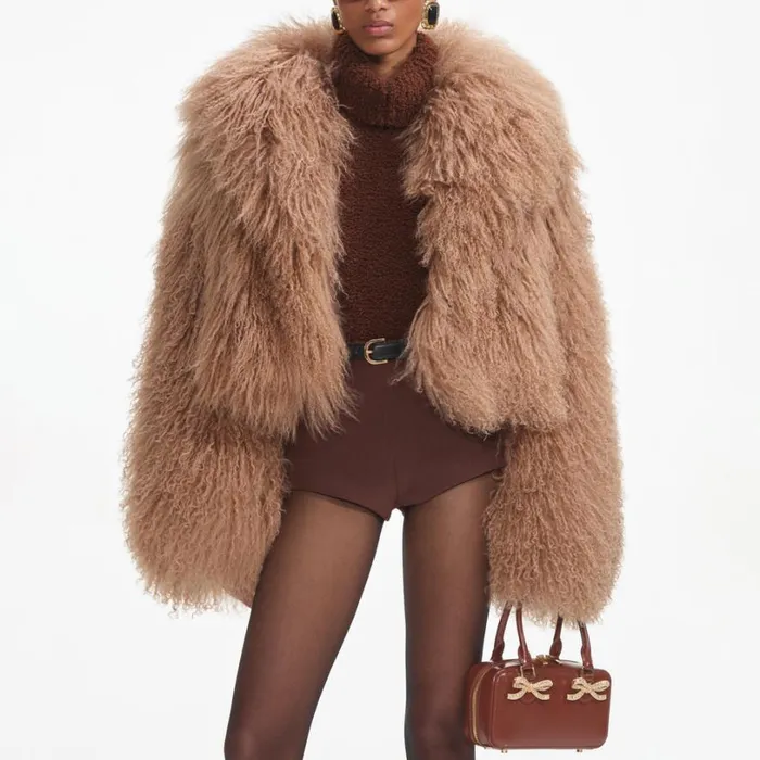 Brown Shearling Jacket Women Self Portrait Outerwear Brown Shearling Jacket Women Self Portrait Outerwear