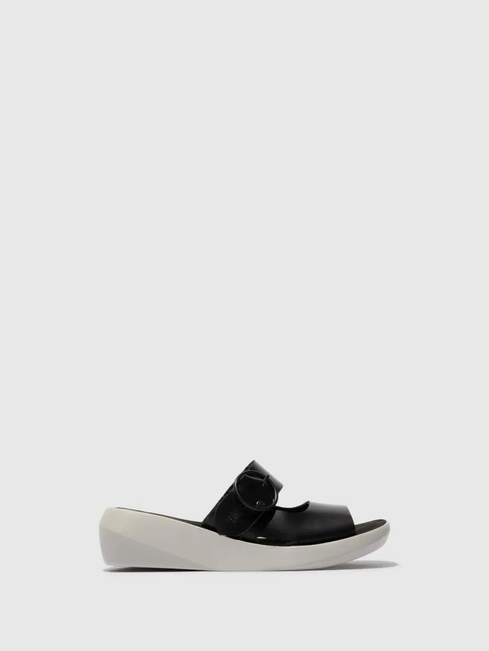 Buckle Mules BAFI029FLY BLACK Women Fly London Mules