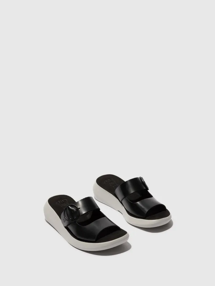 Buckle Mules BAFI029FLY BLACK Women Fly London Mules