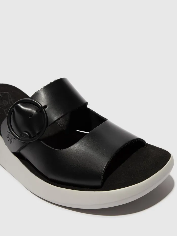 Buckle Mules BAFI029FLY BLACK Women Fly London Mules