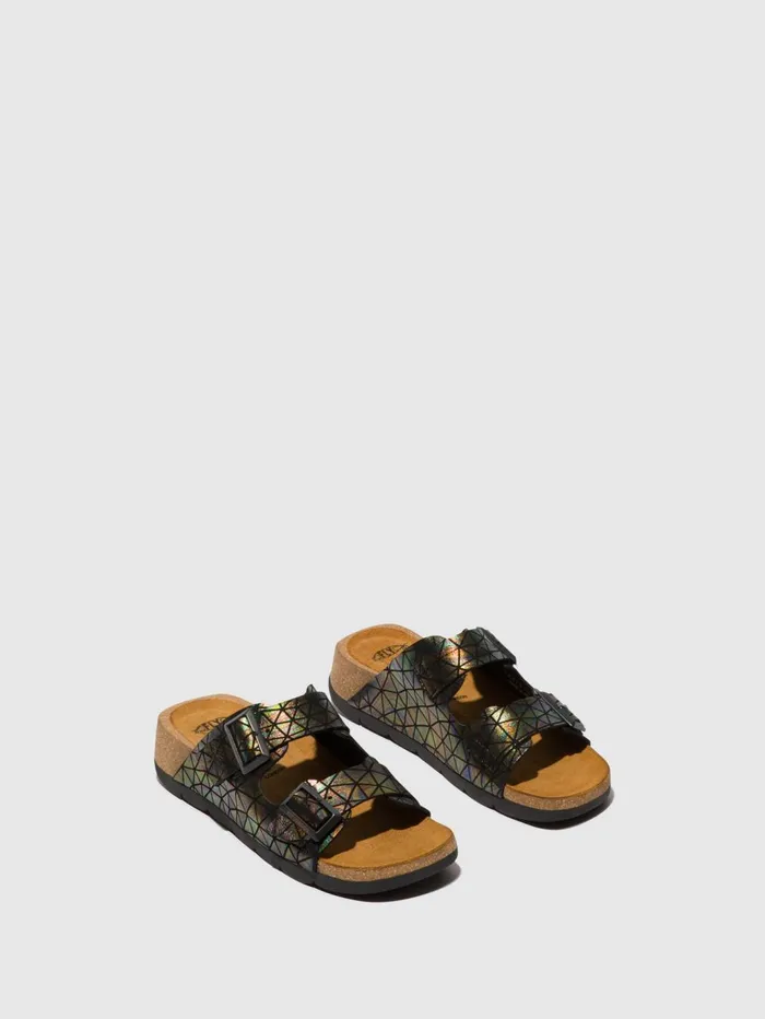Buckle Sandals CAJA721FLY BLACK PETROL Women Fly London Sandals Buckle Sandals CAJA721FLY BLACK PETROL Women Fly London Sandals