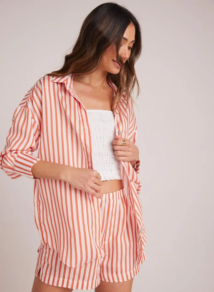 Button Down Women Bella Dahl Boyfriend Button Down 8211 Sunset Blaze Stripe