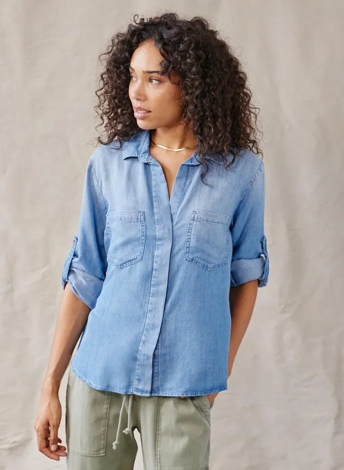 Button Down Women Bella Dahl Split Back Button Down 8211 Medium Ombre Wash