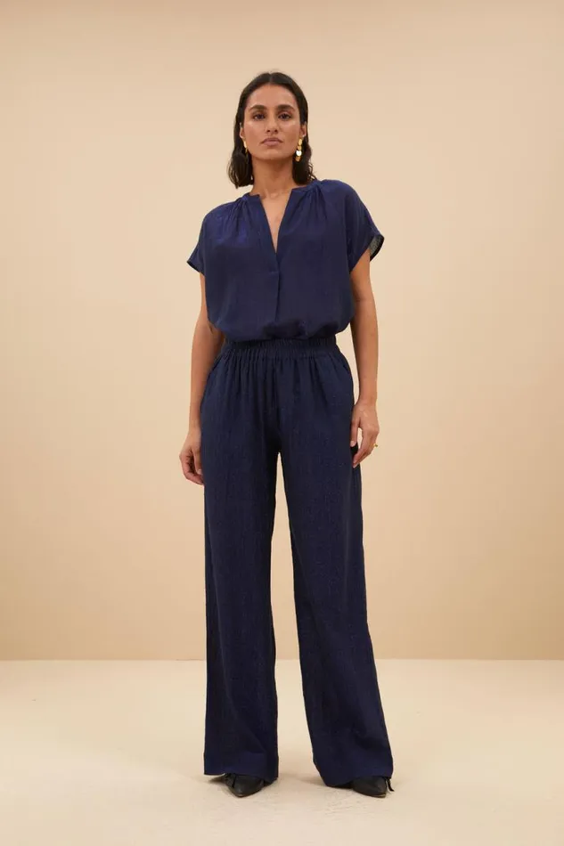 ByBar Blouses Vrouwelijk Amie Lurex Blouse Midnight