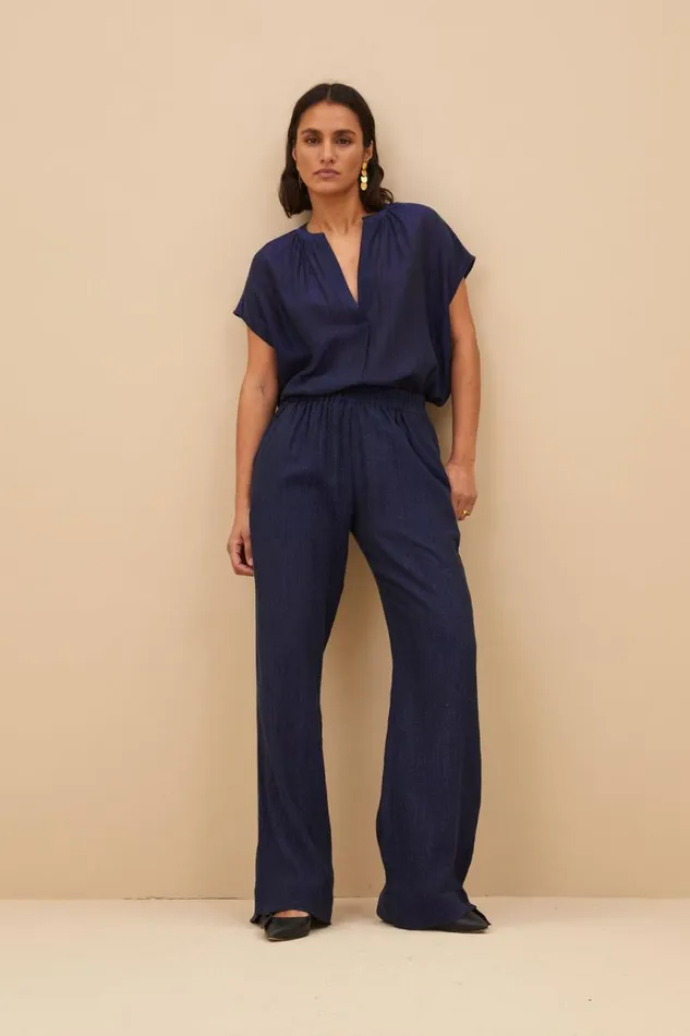 ByBar Blouses Vrouwelijk Amie Lurex Blouse Midnight ByBar Blouses Vrouwelijk Amie Lurex Blouse Midnight