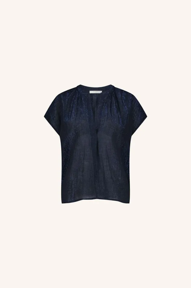 ByBar Blouses Vrouwelijk Amie Lurex Blouse Midnight ByBar Blouses Vrouwelijk Amie Lurex Blouse Midnight