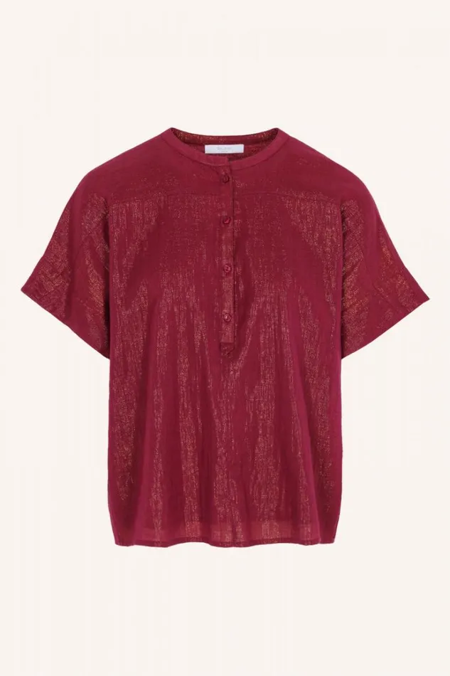 ByBar Blouses Vrouwelijk Bo Metallic Blouse Grenache ByBar Blouses Vrouwelijk Bo Metallic Blouse Grenache
