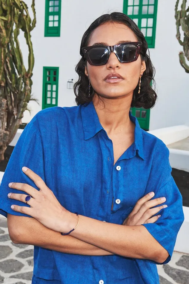 ByBar Blouses Vrouwelijk Cris Linen Blouse Kingsblue ByBar Blouses Vrouwelijk Cris Linen Blouse Kingsblue
