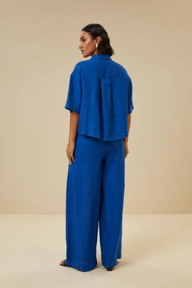 ByBar Blouses Vrouwelijk Cris Linen Blouse Kingsblue ByBar Blouses Vrouwelijk Cris Linen Blouse Kingsblue