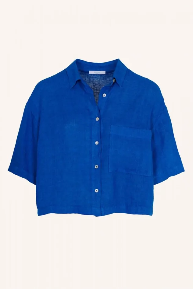 ByBar Blouses Vrouwelijk Cris Linen Blouse Kingsblue ByBar Blouses Vrouwelijk Cris Linen Blouse Kingsblue