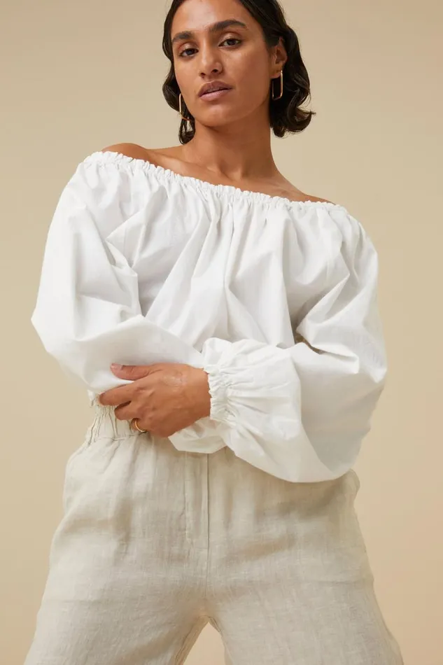 ByBar Blouses Vrouwelijk Mira Poplin Blouse White ByBar Blouses Vrouwelijk Mira Poplin Blouse White