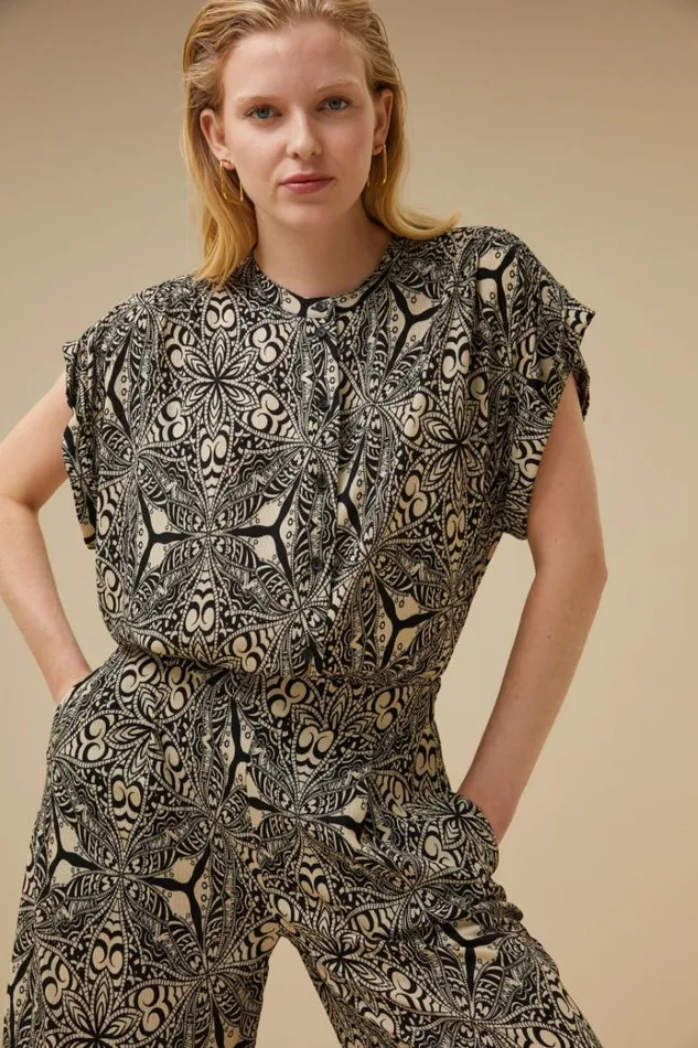 ByBar Blouses Vrouwelijk Nada Cartouche Blouse Cartouche Print ByBar Blouses Vrouwelijk Nada Cartouche Blouse Cartouche Print