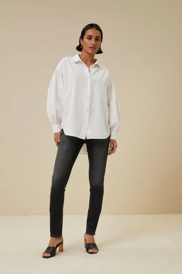ByBar Blouses Vrouwelijk Sarah Poplin Blouse White ByBar Blouses Vrouwelijk Sarah Poplin Blouse White