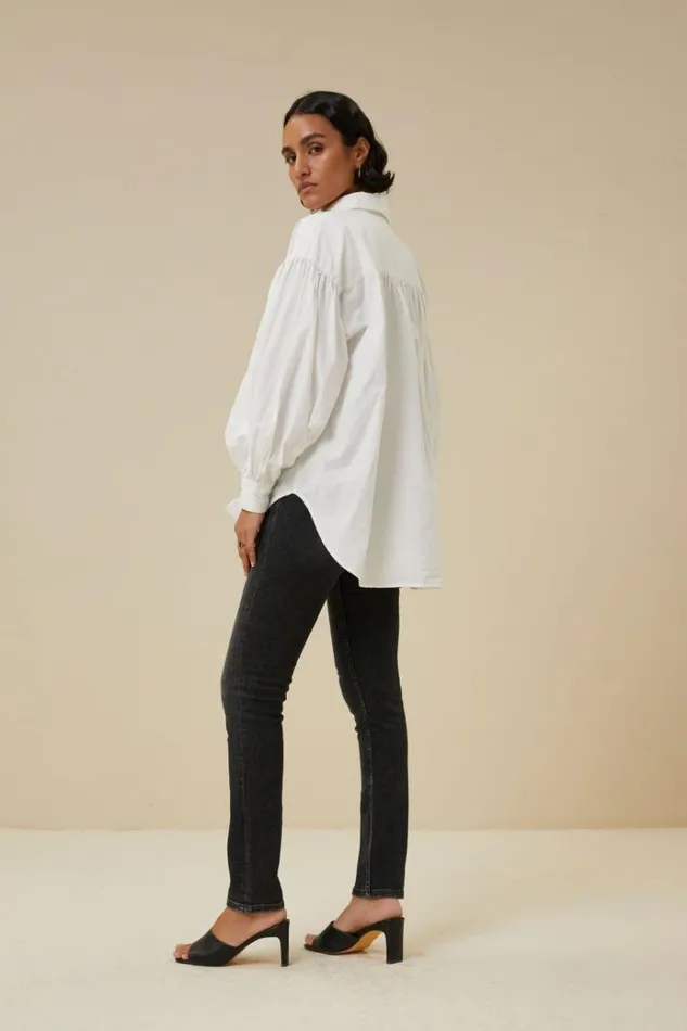 ByBar Blouses Vrouwelijk Sarah Poplin Blouse White ByBar Blouses Vrouwelijk Sarah Poplin Blouse White