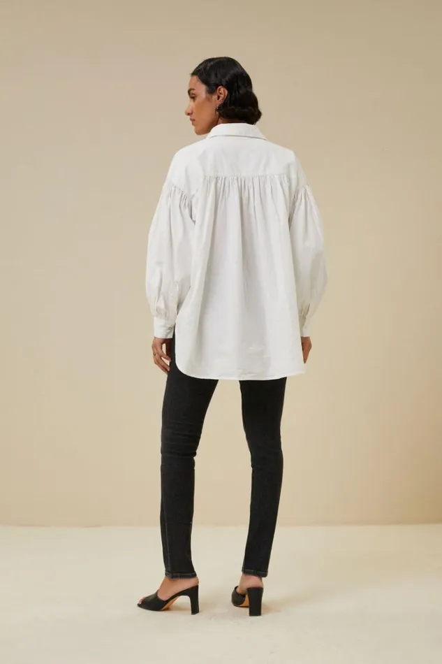 ByBar Blouses Vrouwelijk Sarah Poplin Blouse White ByBar Blouses Vrouwelijk Sarah Poplin Blouse White