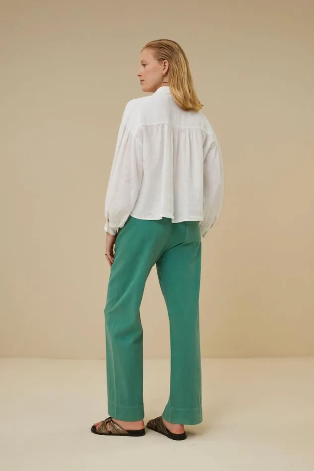 ByBar Blouses Vrouwelijk Sarah Short Linen Blouse Bright White ByBar Blouses Vrouwelijk Sarah Short Linen Blouse Bright White