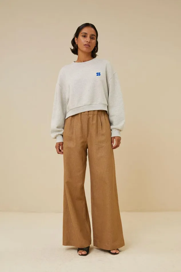 ByBar Broeken Vrouwelijk Benji Italian Stripe Pant Khaki