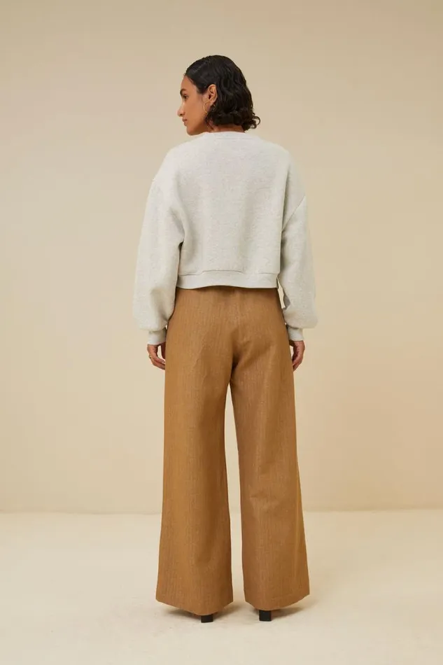 ByBar Broeken Vrouwelijk Benji Italian Stripe Pant Khaki ByBar Broeken Vrouwelijk Benji Italian Stripe Pant Khaki