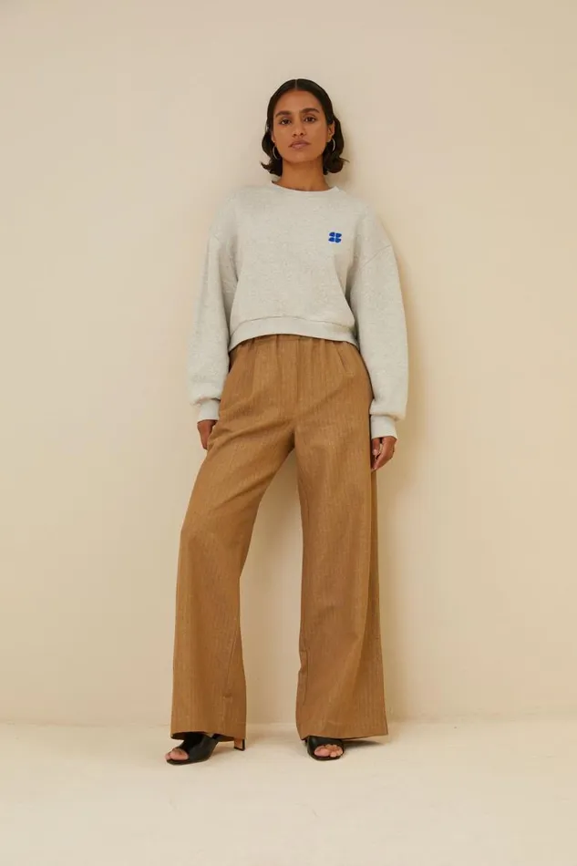 ByBar Broeken Vrouwelijk Benji Italian Stripe Pant Khaki ByBar Broeken Vrouwelijk Benji Italian Stripe Pant Khaki