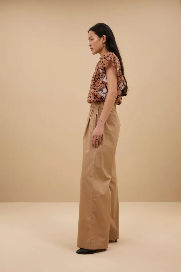 ByBar Broeken Vrouwelijk Benji Poplin Pants Camel ByBar Broeken Vrouwelijk Benji Poplin Pants Camel
