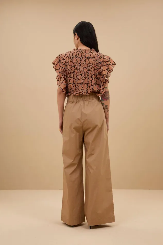 ByBar Broeken Vrouwelijk Benji Poplin Pants Camel ByBar Broeken Vrouwelijk Benji Poplin Pants Camel