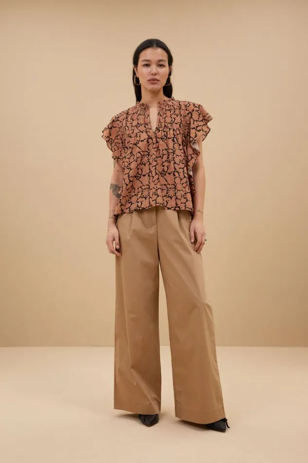 ByBar Broeken Vrouwelijk Benji Poplin Pants Camel ByBar Broeken Vrouwelijk Benji Poplin Pants Camel