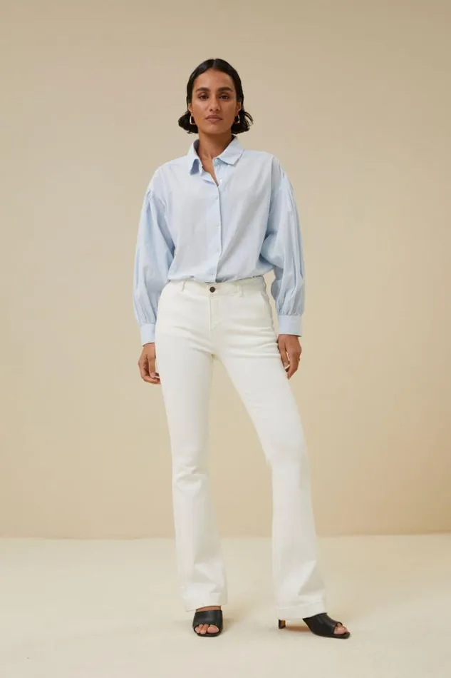 ByBar Broeken Vrouwelijk Leila Pant Twill T Off White