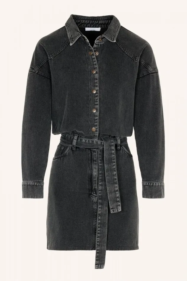 ByBar Jurken Vrouwelijk Mae Twill Dress Jet Black ByBar Jurken Vrouwelijk Mae Twill Dress Jet Black