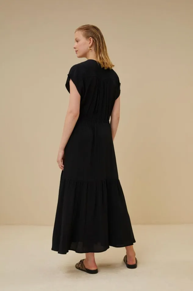ByBar Jurken Vrouwelijk Viona Viscose Dress Jet Black ByBar Jurken Vrouwelijk Viona Viscose Dress Jet Black