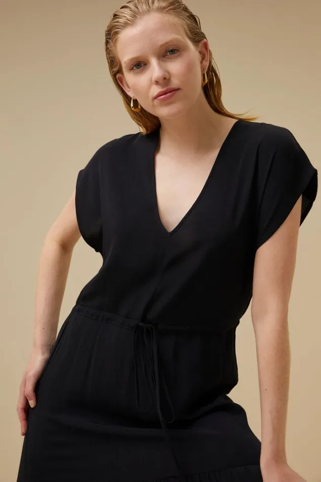 ByBar Jurken Vrouwelijk Viona Viscose Dress Jet Black ByBar Jurken Vrouwelijk Viona Viscose Dress Jet Black