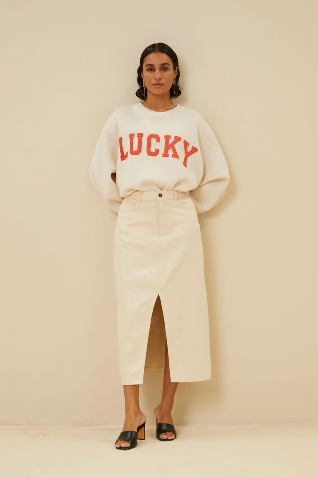 ByBar Rokken Vrouwelijk Elba Twill Skirt Raw White