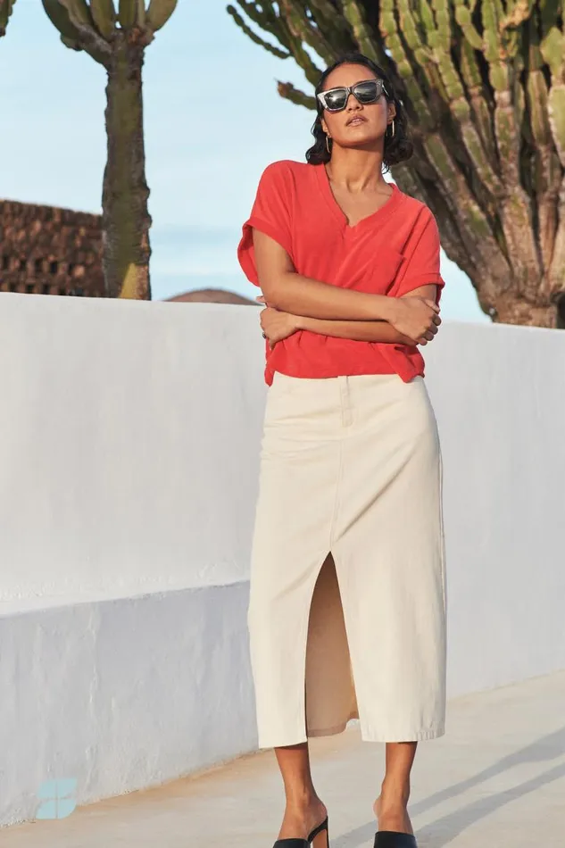 ByBar Rokken Vrouwelijk Elba Twill Skirt Raw White ByBar Rokken Vrouwelijk Elba Twill Skirt Raw White