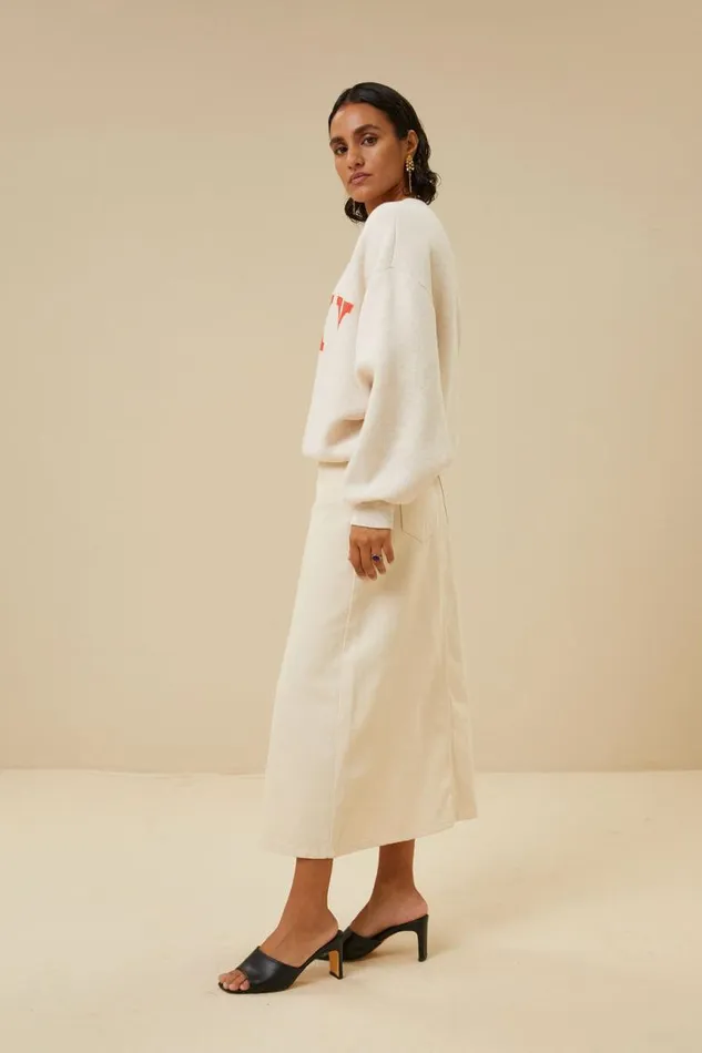 ByBar Rokken Vrouwelijk Elba Twill Skirt Raw White ByBar Rokken Vrouwelijk Elba Twill Skirt Raw White