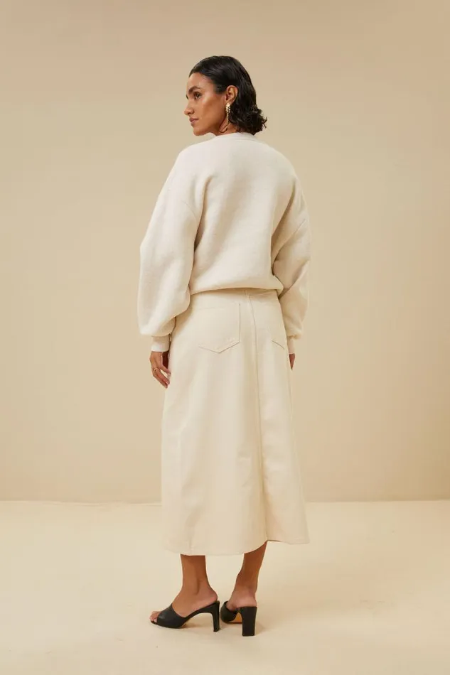ByBar Rokken Vrouwelijk Elba Twill Skirt Raw White ByBar Rokken Vrouwelijk Elba Twill Skirt Raw White