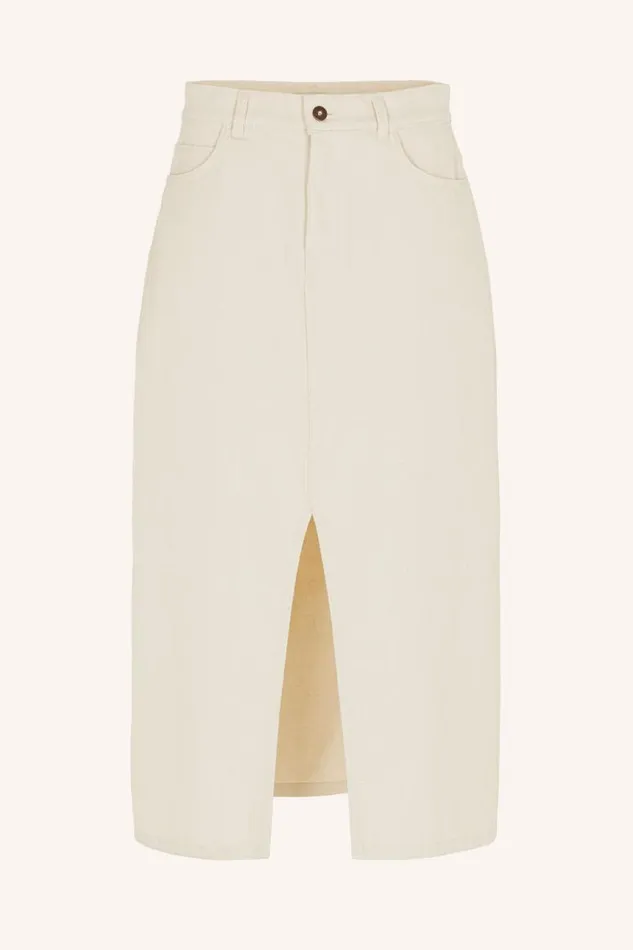 ByBar Rokken Vrouwelijk Elba Twill Skirt Raw White ByBar Rokken Vrouwelijk Elba Twill Skirt Raw White