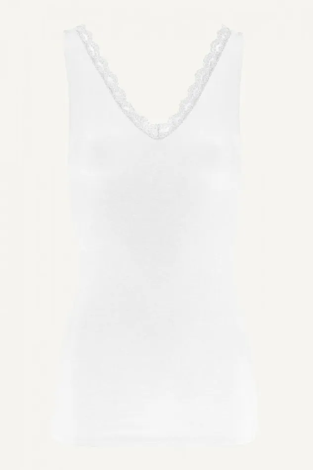 ByBar Tops and Shirts Vrouwelijk Lace Singlet Off White ByBar Tops and Shirts Vrouwelijk Lace Singlet Off White