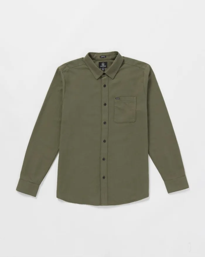 Caden Solid Long Sleeve Shirt 8211 Winter Moss Mens Volcom Shirts and Flannels Caden Solid Long Sleeve Shirt 8211 Winter Moss Mens Volcom Shirts and Flannels