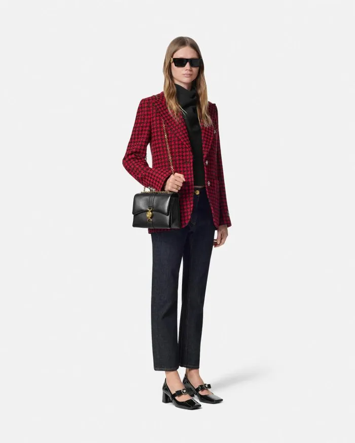 Cady DrapedNeck Top Black Women Versace Shirts and Tops