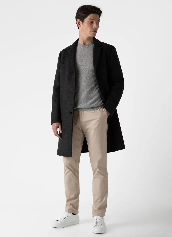 Cashmere Crew Neck Jumper Grey Melange Men SUNSPEL Knitwear