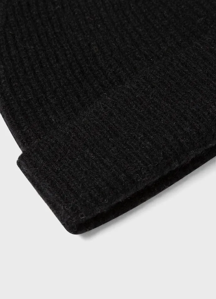 Cashmere Ribbed Hat Black MenWomen SUNSPEL Hats Scarves and Gloves