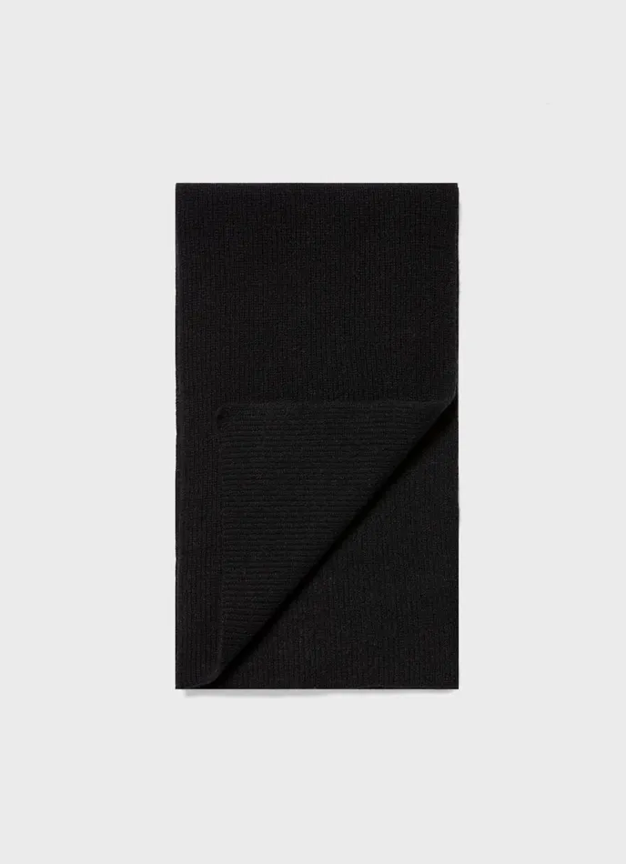 Cashmere Ribbed Scarf Black MenWomen SUNSPEL Hats Scarves and Gloves