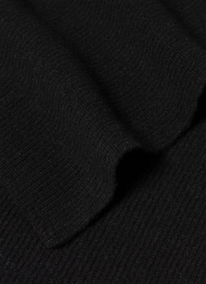 Cashmere Ribbed Scarf Black MenWomen SUNSPEL Hats Scarves and Gloves