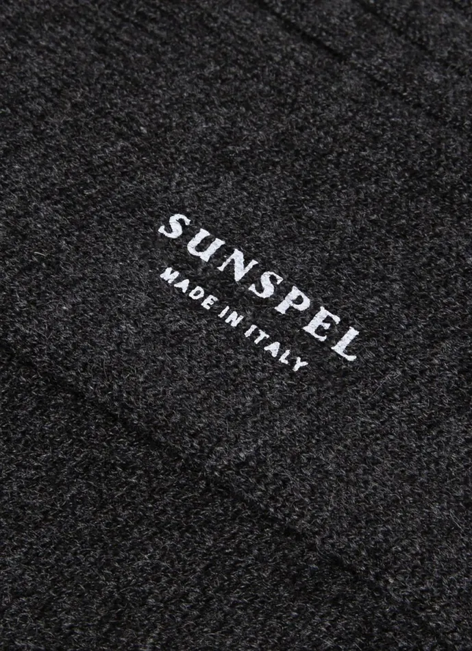 Cashmere Ribbed Socks Charcoal Melange Men SUNSPEL Socks